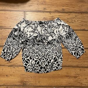 WHBM Black and White Off Shoulder Top Size L